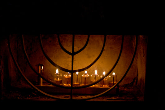 Chanukah candles on street corners