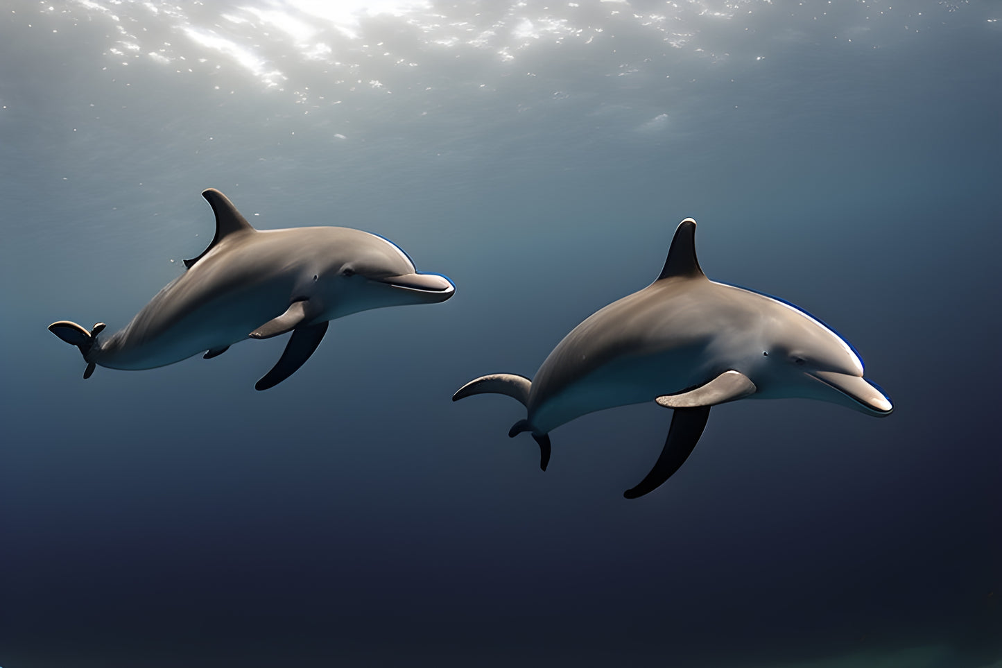 Two Dolphins swimming in the Sea Ai art