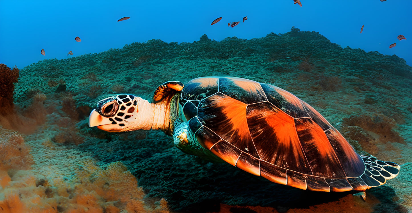 Hawksbill sea turtle in the Sea Ai art