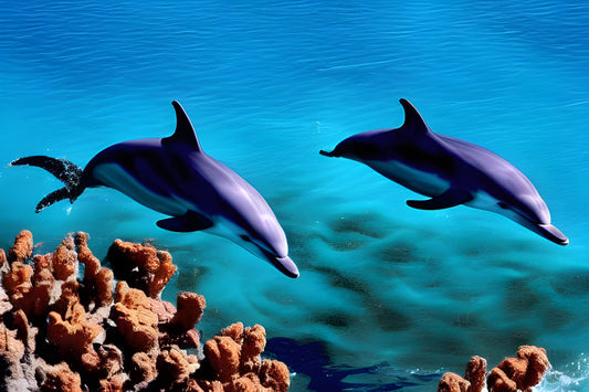 Two Dolphins swimming in the Sea Ai art