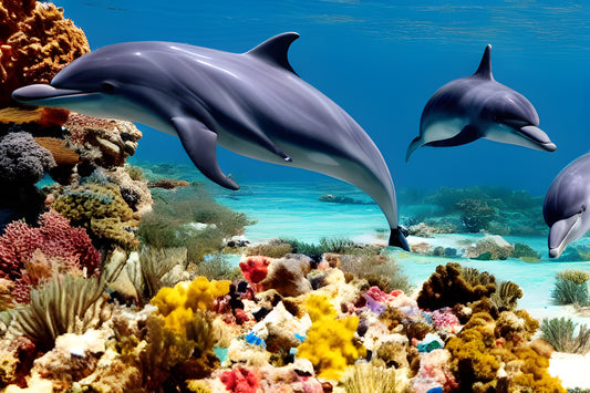 Two Dolphins swimming in the Sea Ai art