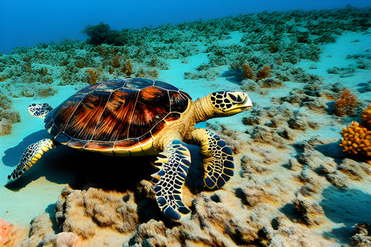 Hawksbill sea turtle in the Sea Ai art